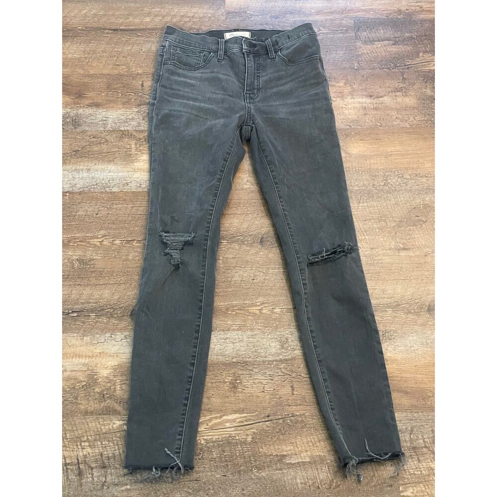 Madewell distressed black 9" high rise skinny jean size 25